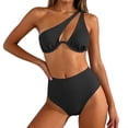 thumbnail image 6 of Qingpeng One Piece Swimsuit for Women Single shoulder Strap Solid Color Swimwear High Waist Shorts Bathing Suit, 6 of 7