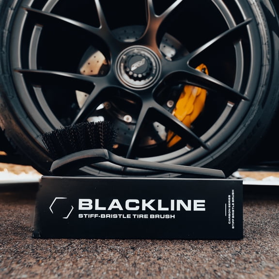 Blackline Stiff Bristle Tire Brush - Heavy Duty Car Detailing Tool for Tires - High-Performance Deep Cleaning Brush - Ideal for Tough Dirt & Grime Removal - Premium Auto Care Accessory