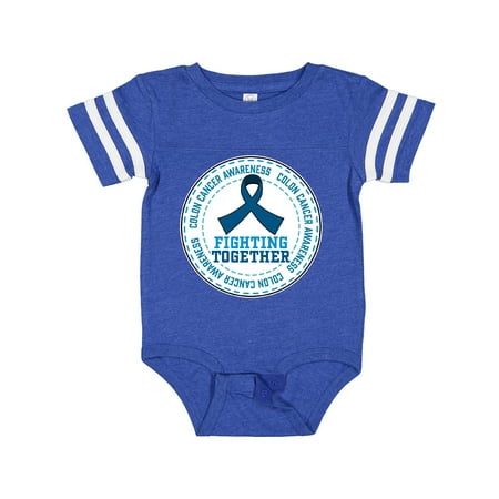 

Inktastic Fighting Together- Colon Cancer Awareness Dark Blue Ribbon Gift Baby Boy or Baby Girl Bodysuit