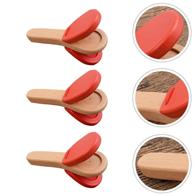 LIFKOME 3Pack Shakers Musical Instruments Wooden Castanets Assorted Color Hand-Eye Coordination Training