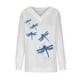 thumbnail image 5 of Sudadera recreativa con estampado de cuello en V para mujer Tops de manga larga Fridja  bvmnju3530, 5 of 9