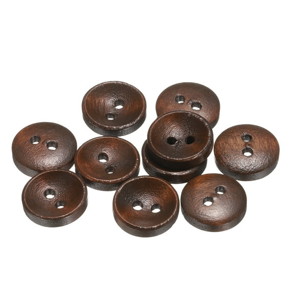 Uxcell 10pcs 20L Wooden Sewing Button 1/2"(12.5mm) 2 Holes Wood Round Craft Replacement Buttons for Clothing DIY Crafts Decoration, Medium Brown