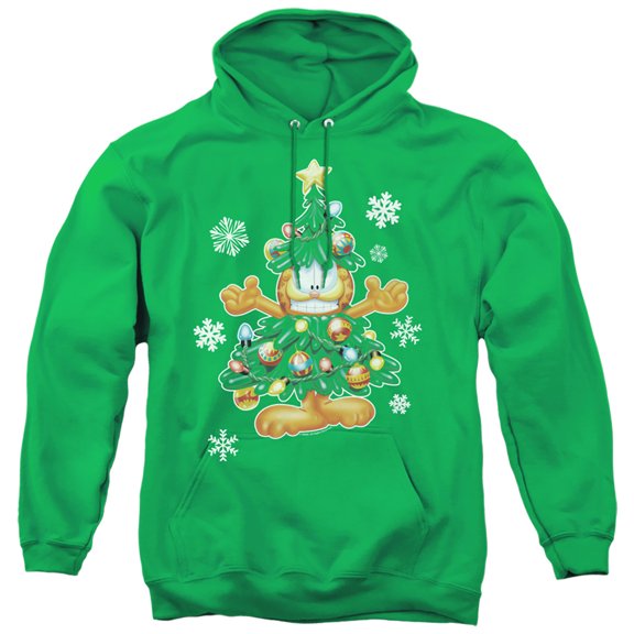 Garfield Tree Adult Pullover Hoodie Sweatshirt Kelly Green