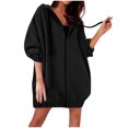 thumbnail image 2 of Xcmzpl Womens Hoodies Plus Size Solid Color Hooded Sweatshirt Oversized Pullover Tops Work Long Sleeve T-shirts Fall Fashion, 2 of 7