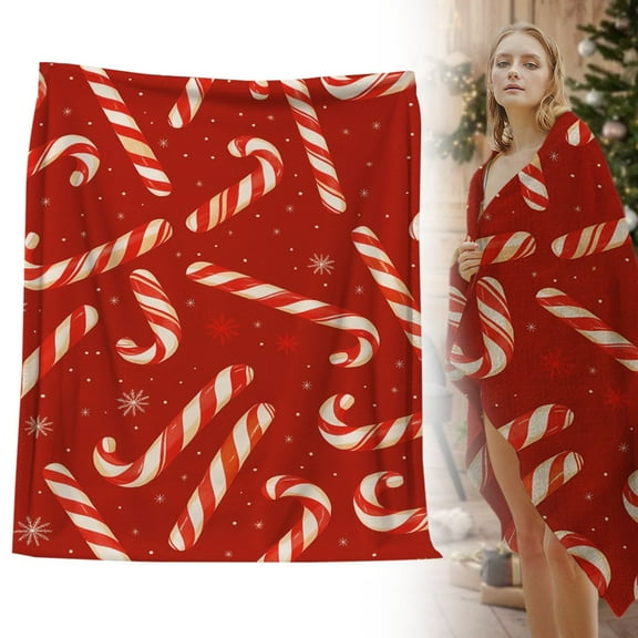 Christmas Flannel Blanket For Adults & Kids Soft Plush Throw Blanket With Santa Christmas Tree And Cute Cat Patterns Festive Winter Blanket For Sofa Bed Couch OrHoliday