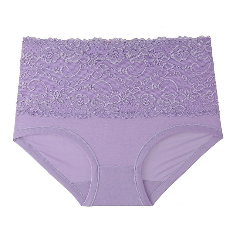 XMMSWDLA Stretchy Lace Trimmed Bikini Underwear - Sexy Underwear for Women,  Bikini Panties, Seamless Panties Purple 2XL Womens Underwear Seamless