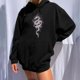 thumbnail image 2 of Sudadera estampada con capucha retro de manga larga suelta divertida vintage para mujer con mangas caídas en los hombros Pompotops  gfhjh7362, 2 of 7