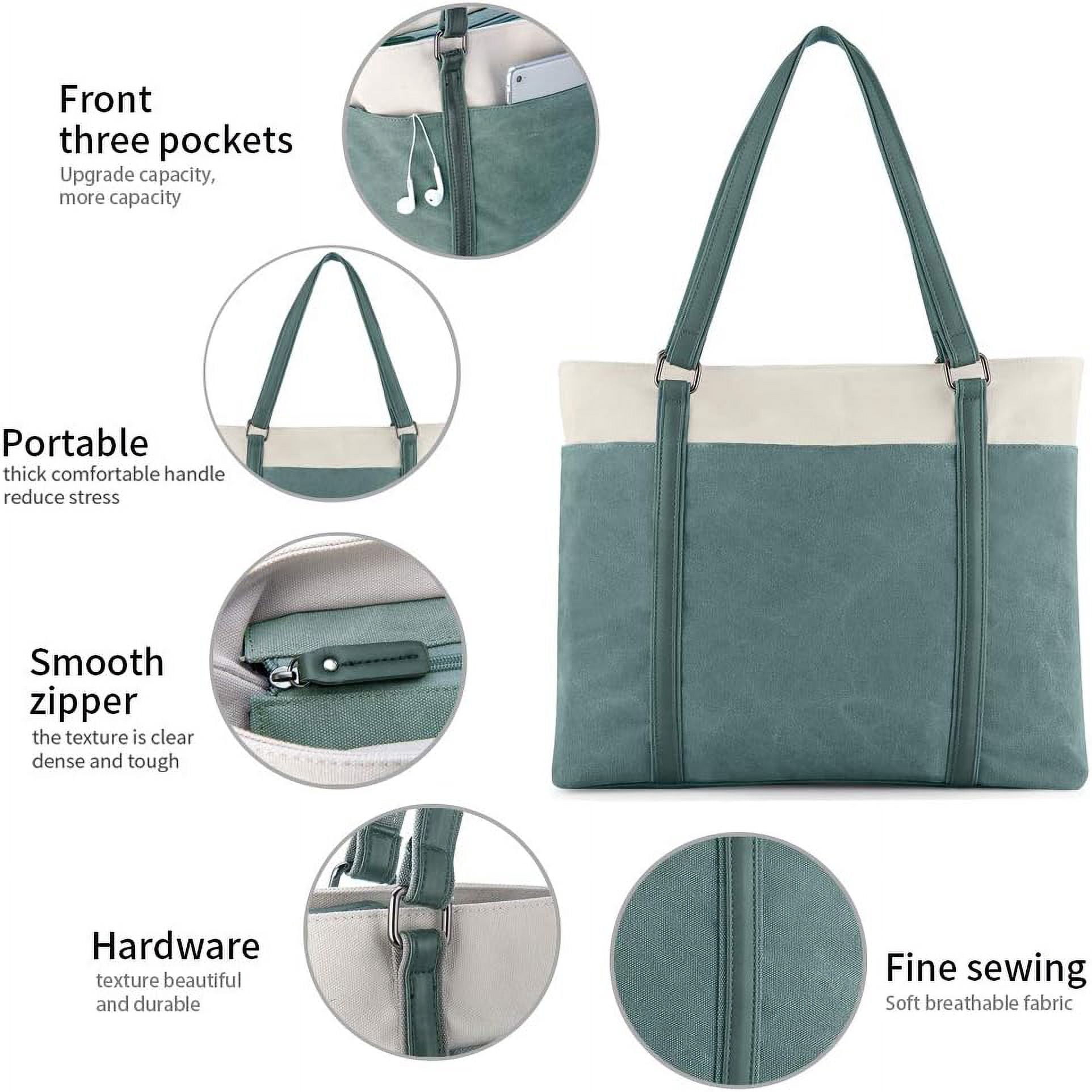 Lohol 15.6" Laptop Tote Bag for Women Fahion Work Purse with Zipper Pockets for Teachers Black
