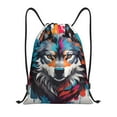 thumbnail image 1 of Xecao Tie-Dye Wolf Head Pattern Sports Drawstring Backpack - String Swim Gym Bag with Wet Proof Pocket for Women&Men-Medium, 1 of 6