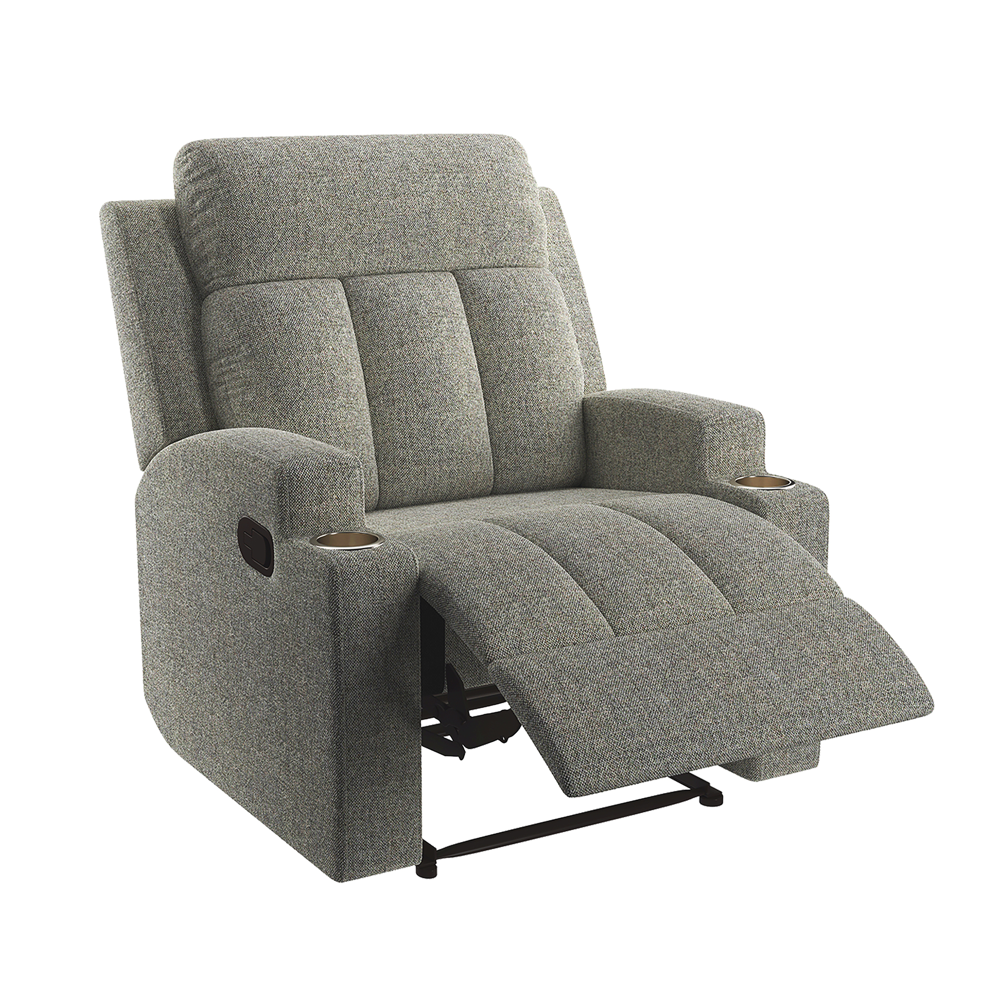 Ottomanson Prada Polyester Manual Recliner Chair with Cupholders and Footrest, Gray