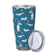 thumbnail image 2 of Lsque Festive Dachshund Fun Pattern 20oz Car Cup with Lid and Straw, Insulated Coffee Cup with Straw Topper, Spill Proof Travel Coffee Mug, Stainless Steel Tumble-Straw Three-piece Set, 2 of 8