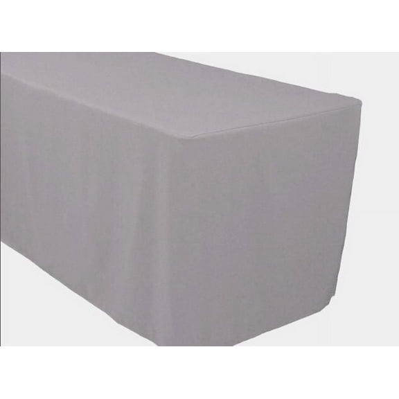 5' ft. Fitted Polyester Table Cover Trade show Booth banquet TABLECLOTH Silver"