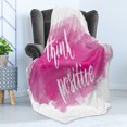 thumbnail image 4 of Positive Energy Soft Flannel Fleece Throw Blanket, Monochrome Image with Cursive Lettering on Brushstroke Backdrop, Cozy Plush for Indoor and Outdoor Use, 50" x 60", Pink and White, by Ambesonne, 4 of 5