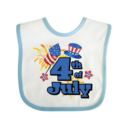 

Inktastic 4th of July with Stars Hat and Fireworks Gift Baby Boy or Baby Girl Bib