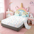 thumbnail image 3 of Erosebridal Cartoon Unicorn Girls 7-Piece Twin Bedding Sets,Cute Rainbow Stars Print Bedding Comforter Set For Kids,Reversible, 3 of 7
