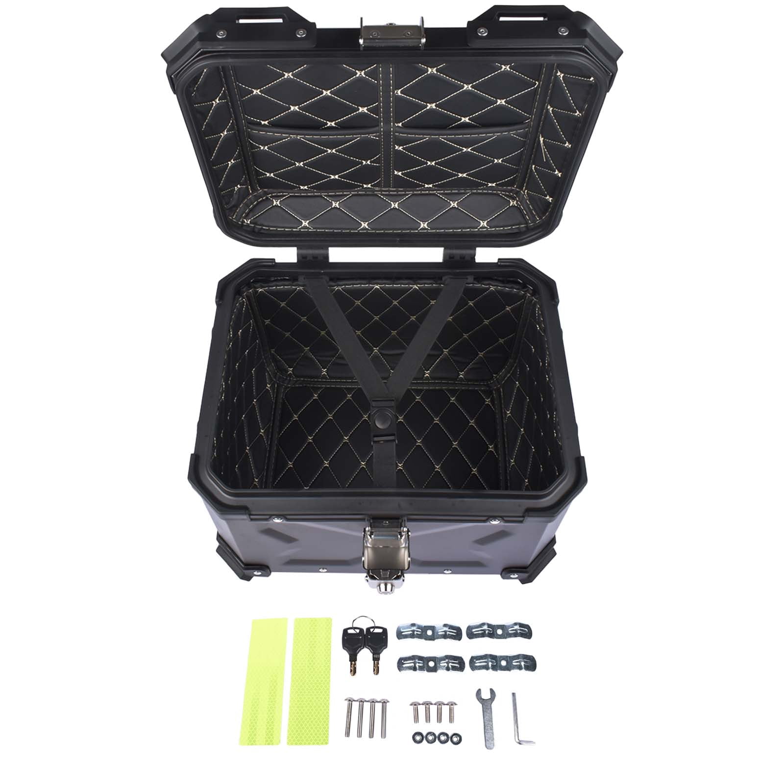 GELUOXI Motorcycle Top Case Scooter Luggage Storage Trunk Rear Tour Tail Box 45L Black
