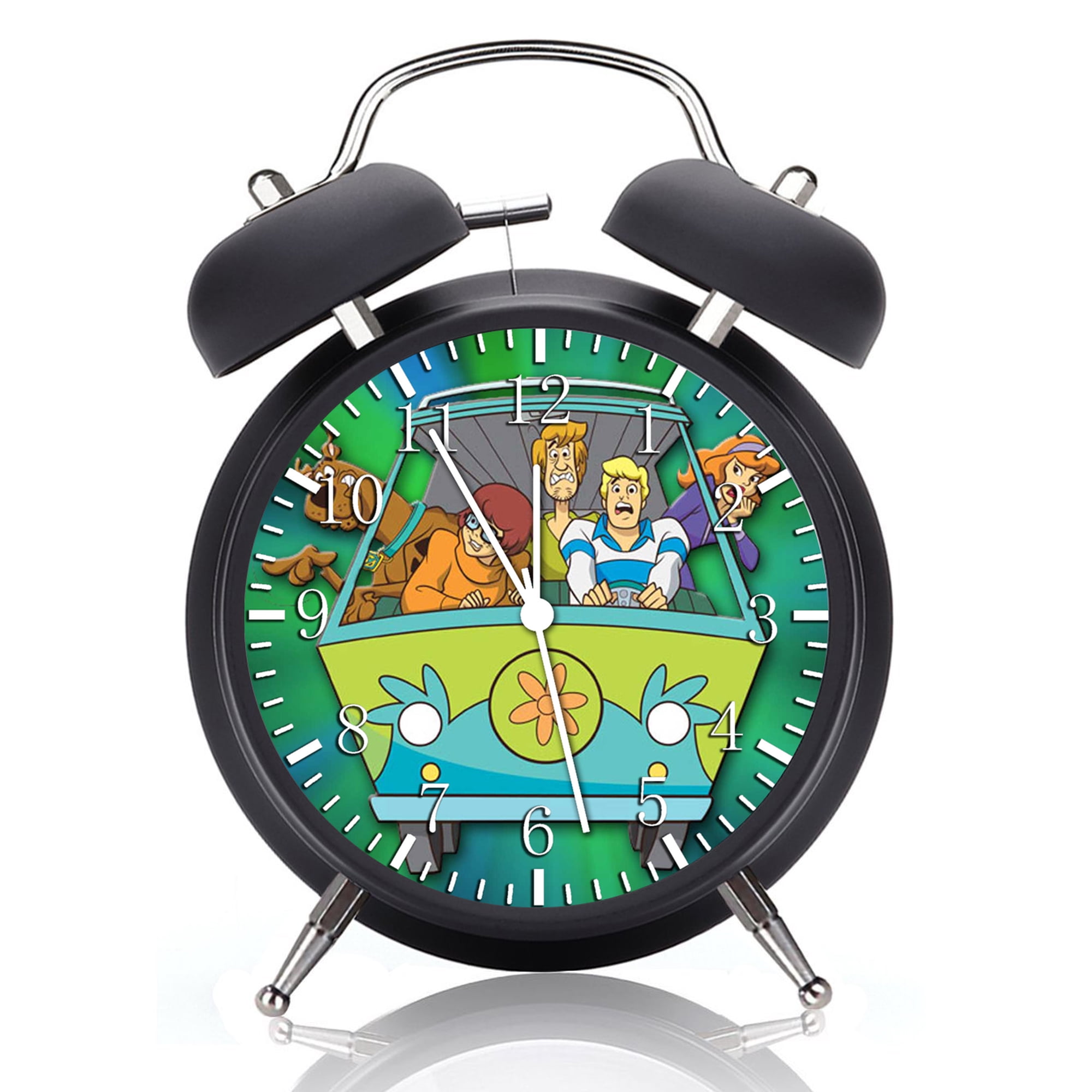 Twin Bell Scooby Alarm Clock with Night Light Quite Silent Non-Ticking 4 Inches Glass Face - Great for Decor Best Gift Ideas G05