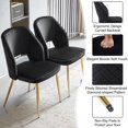 thumbnail image 6 of 4pcs Velvet Upholstered Dining Chairs with Gold Metal Legs and Hollow Back, Modern Accent Parsons Diner Chair with Metal Legs and Padded Seat, Suitable for Dining Room, Office, Restaurant, Black, 6 of 6