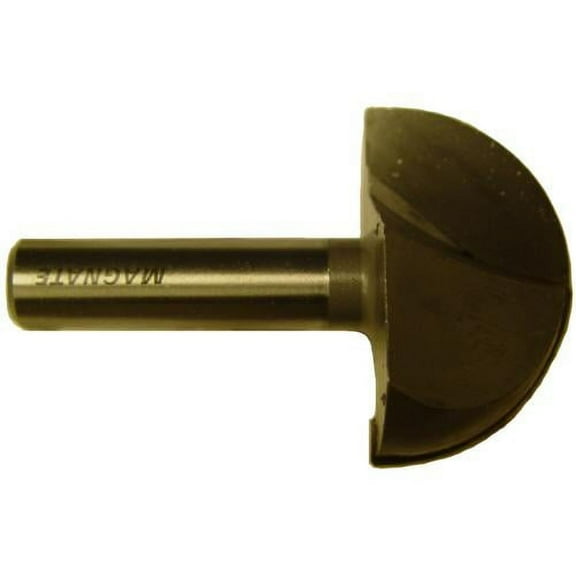 Magnate 808 Core Box 2 Flute Carbide Tipped Router Bit — 2" Cutting Diameter; 1/2" Shank Diameter; 1-1/4" Cutting Length; 1" Radius; 2" Shank Length