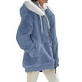 thumbnail image 2 of Dengjunhu Women's Faux Fur Fleece Coat, Fall and Winter Fashion Short Furry Plush Warm Jacket with Hood, 2 of 8