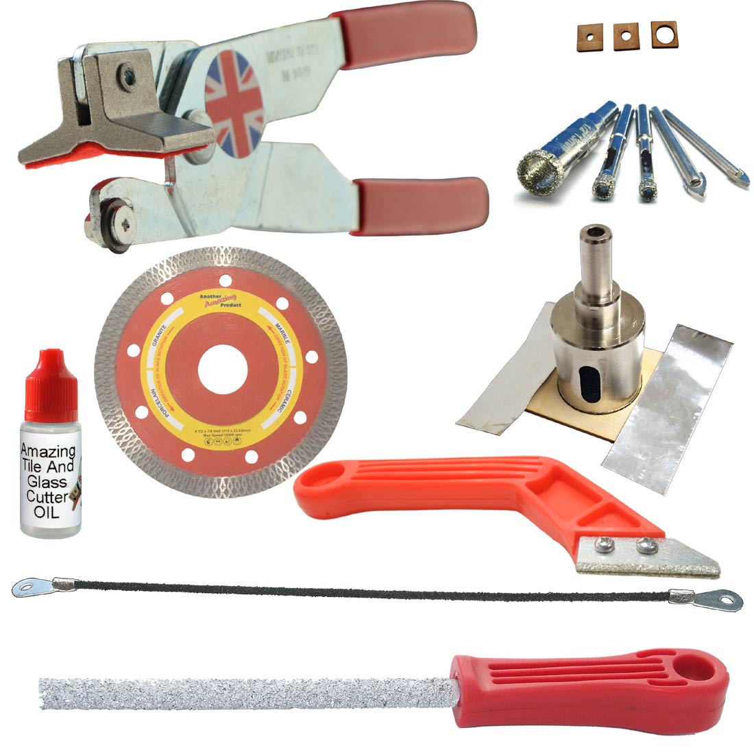 Tile Cutter for Ceramic Tiles Kit 4 Porcelain Tile Drills Hole Saw for