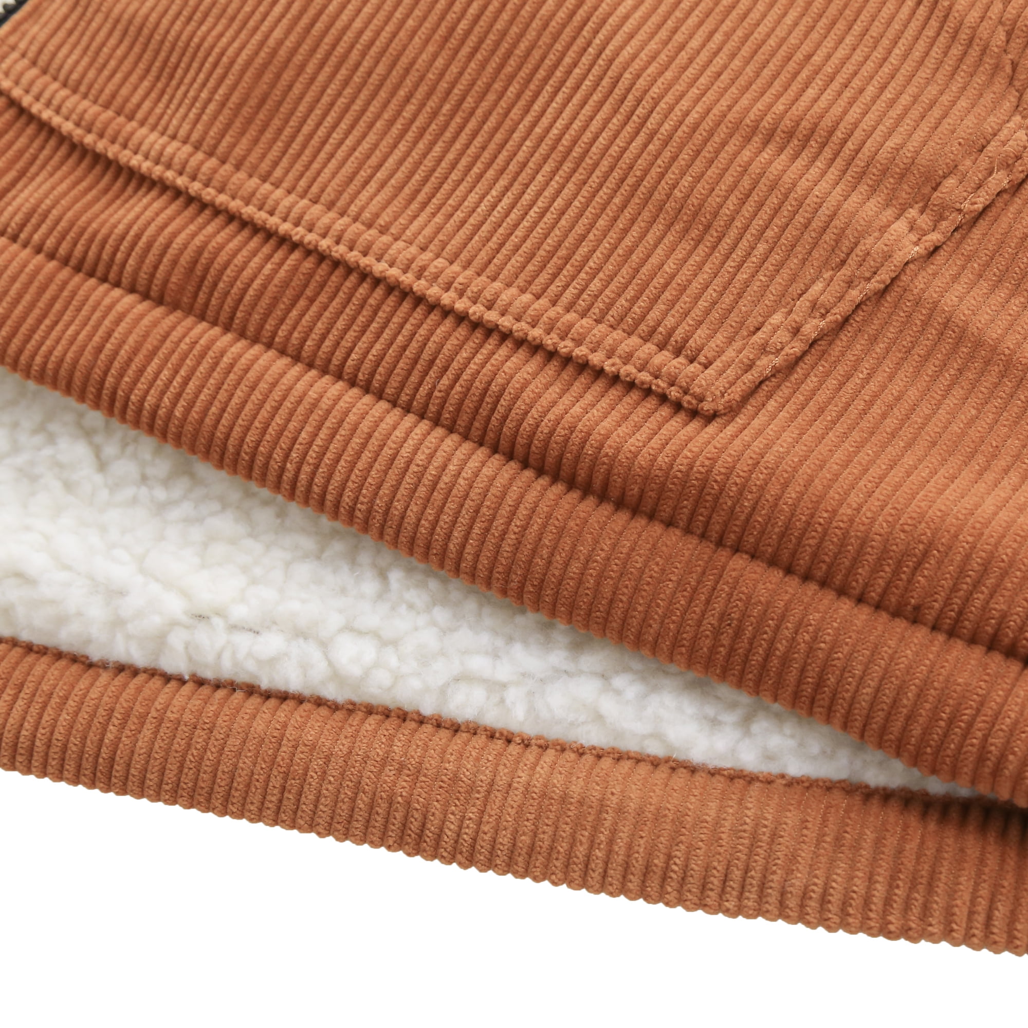Beautiful Giant Men's Corduroy Jacket with Sherpa Lining Winter Warm Zip-Up Hooded Coat Thick Thermal Outerwear
