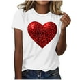 thumbnail image 2 of Goodtrade8 Plus Size Shirts for Womens Valentines Crew Neck Valentines Womens Clothes Heart Short Sleeve Love Printed Pullover Womens Tshirts, 2 of 4