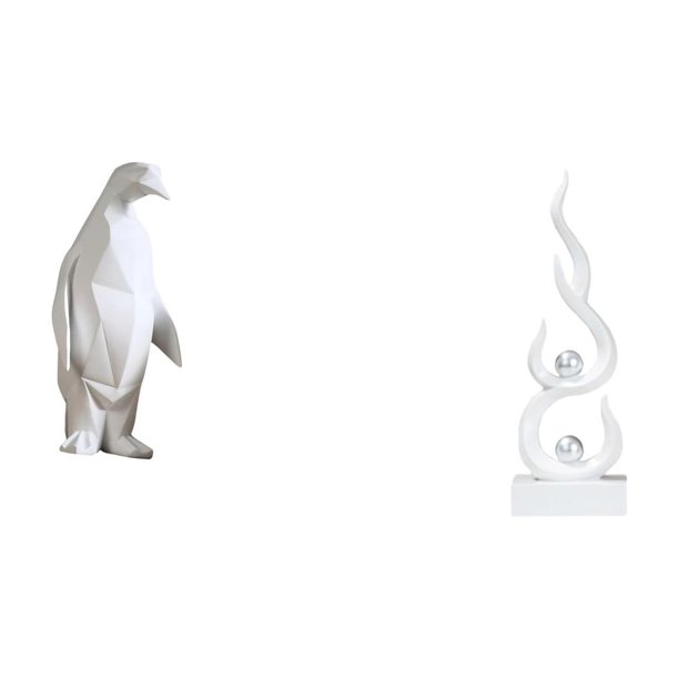 Escultura de pingüino, estatua abstracta de fuego, adorno de resina, arte moderno, coleccionable, decoración única y vívida, adecuada para bodas, cump