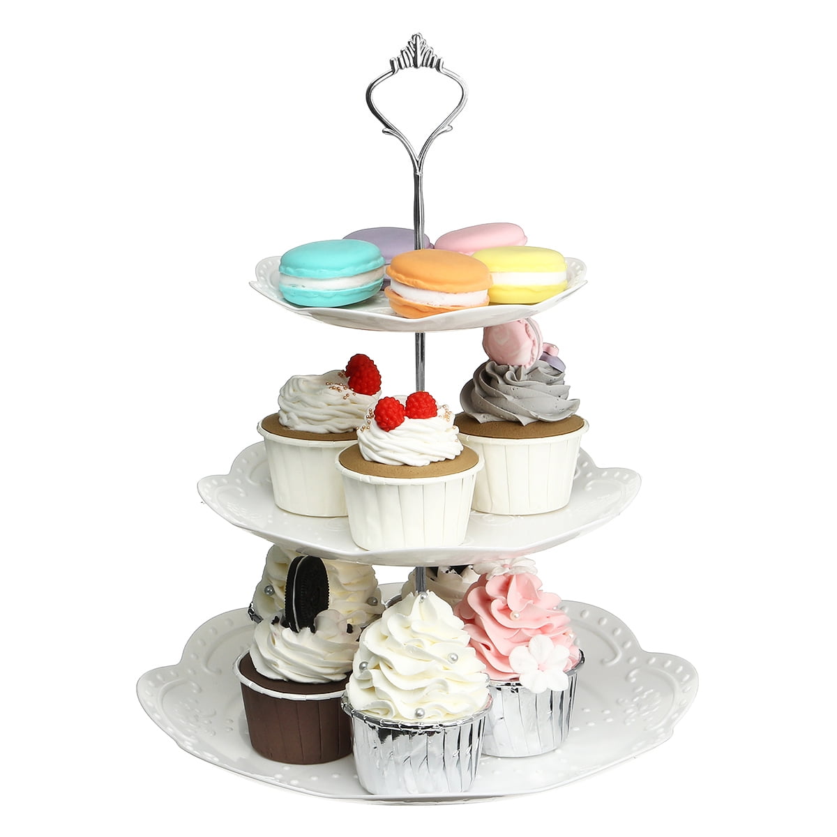 3-tier White Plastic Dessert Stand Pastry Stand Cake Stand Cupcake Stand Holder with Base Serving Platter for Party Wedding Home Decor Gold 3-tier White Plastic Dessert Stand Pastry Stand Cake Stand Cupcake Stand Holder with Base Serving Platter for Party Wedding Home Decor Gold
