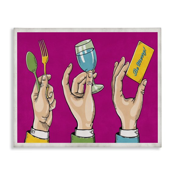 Stupell Industries Traditional Eat Drink Be Merry Neon Pink Comic Book Design Canvas Art, 20 x 16, by Estera Kecek