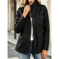 thumbnail image 4 of Long Sleeve Women Spring Fall Solid Color Zipper Coat Stand Collar Casual Military Anorak Jackets with Pocket, 4 of 6