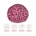 thumbnail image 5 of Kdxio Flowers With Green Leaves Print Shower Cap for Women,Elastic and Reusable,Double Waterproof Layers Bathing Hat, 5 of 6