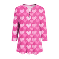 thumbnail image 5 of Fulorrnie T Shirts for Women Plus Size V Neck 3/4 Sleeve Graphic Tees Button Moisture Wicking Quick Dry Relaxed Fit Top Vacation Shirt, Pink, S, 5 of 5
