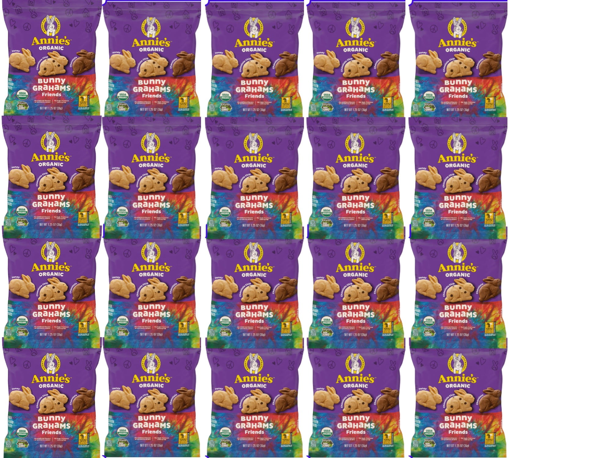 Annie's Organic Friends Bunny Grahams, Chocolate Chip, Chocolate and Honey Graham Snacks, 1.25 OZ Pouches, Pack of 20, Bundled By Shoppyway