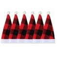 thumbnail image 1 of HEVIRGO 6 Pcs/Set Christmas Tableware Hat Plush Ball Plaid Print Contrast Color Triangle Shape Reusable Decorate Mini Size Party Supply Christmas Cutlery Hat Set for New Year, 1 of 10