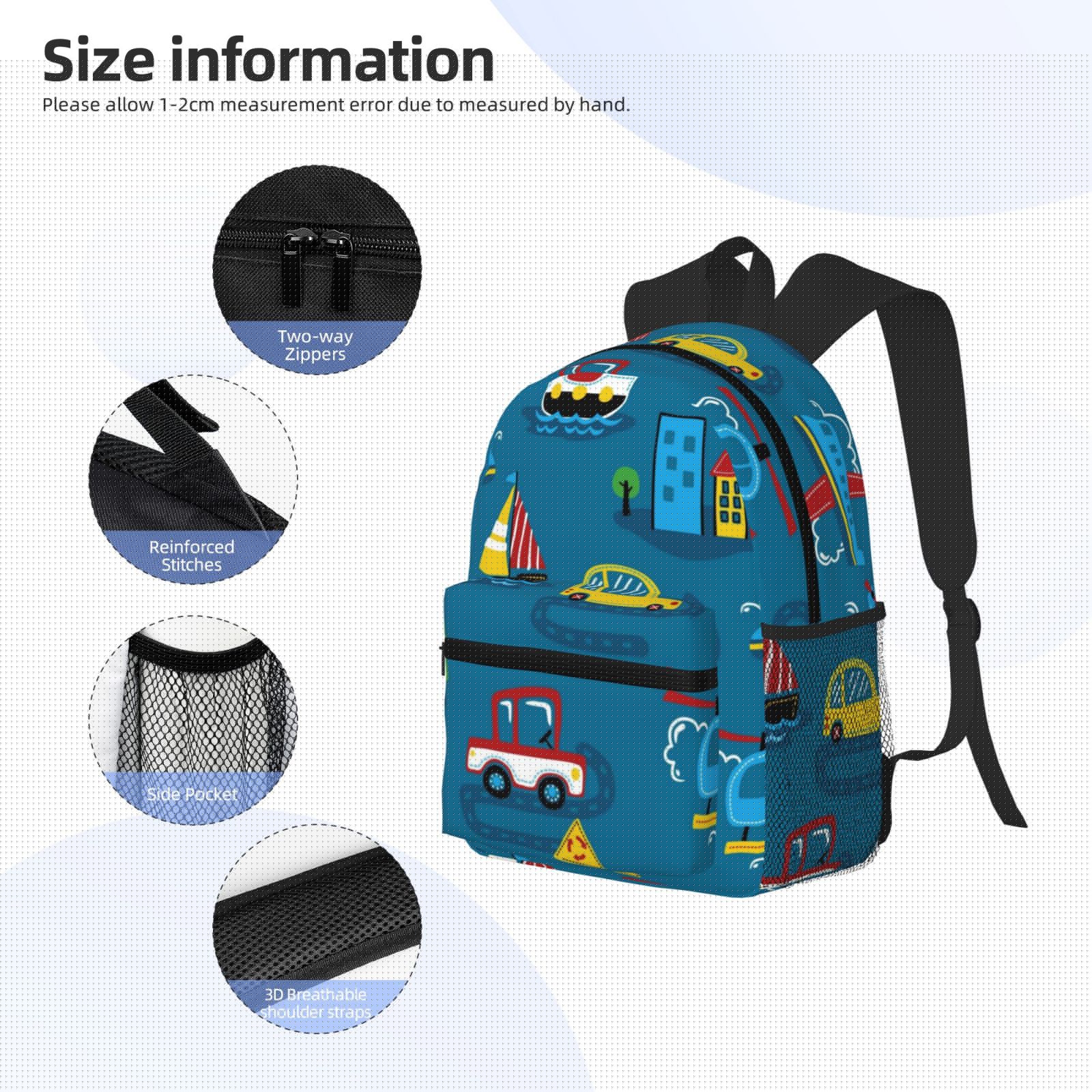 thumbnail image 5 of Picia Transportations with Buildings Large Capacity Backpack Classic Style Backpack Casual Backpack Water-Resistant School Work Travel Outdoor Backpack, 5 of 8