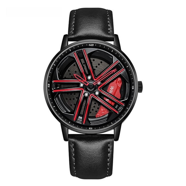 Reloj hueco para hombre, reloj de cuarzo con personalidad creativa, reloj de estilo de rueda moderno y moderno