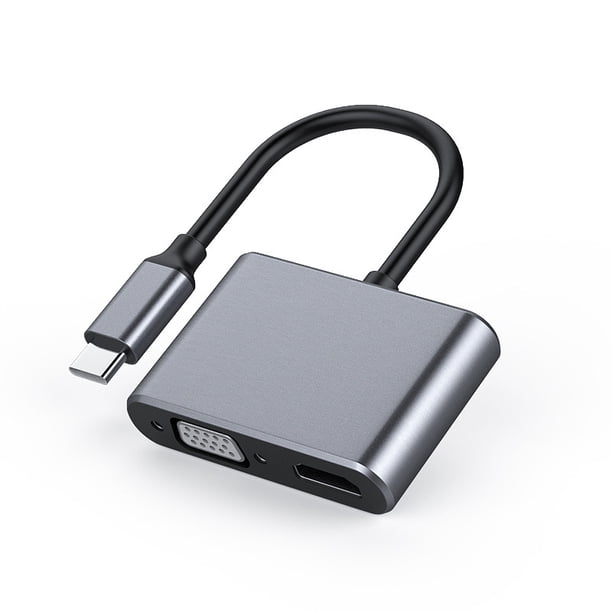 Adaptador USB C a HDMI y VGA, adaptador de convertidor de vídeo USB tipo C a VGA HDMI UHD LYD Otros accesorios periféricos de la computadora