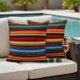 thumbnail image 4 of Mexico Stripes Outdoor Waterproof Pillow Covers, Colored Abstract Striped Orange Red Boho Decorative Square Throw Pillowcase Sofa Cushion Sham for Patio/Couch/Chair, 24"x24" 2 Pack, 4 of 8