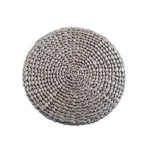 Fennco Styles Natural Water Hyacinth Decorative Round Hand Woven Rattan Placemat (1 Pack, Silver)