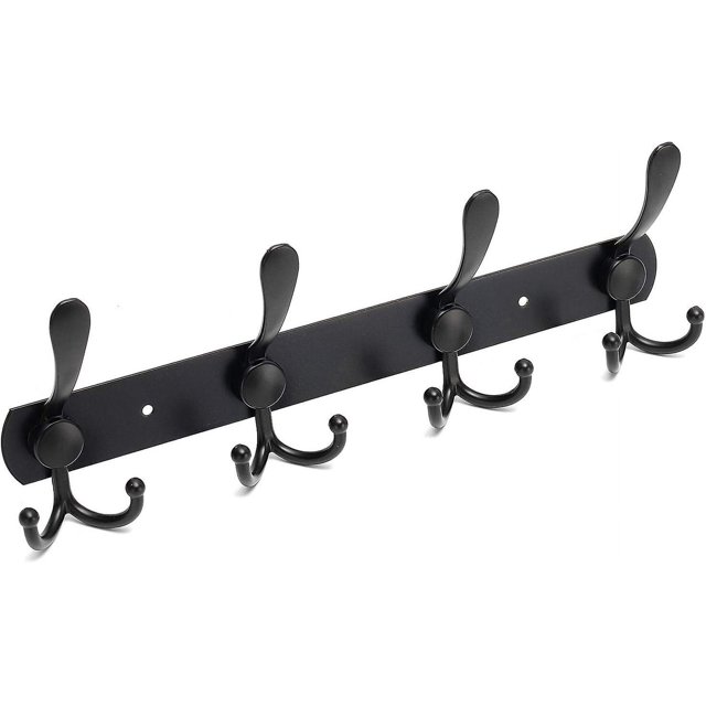 Perchero De Pared, Perchero De Pared con Acero Al Carbono Bidireccional, Ganchos De Baño Sólidos para Dormitorio, Oficina, Pasillo, Negro