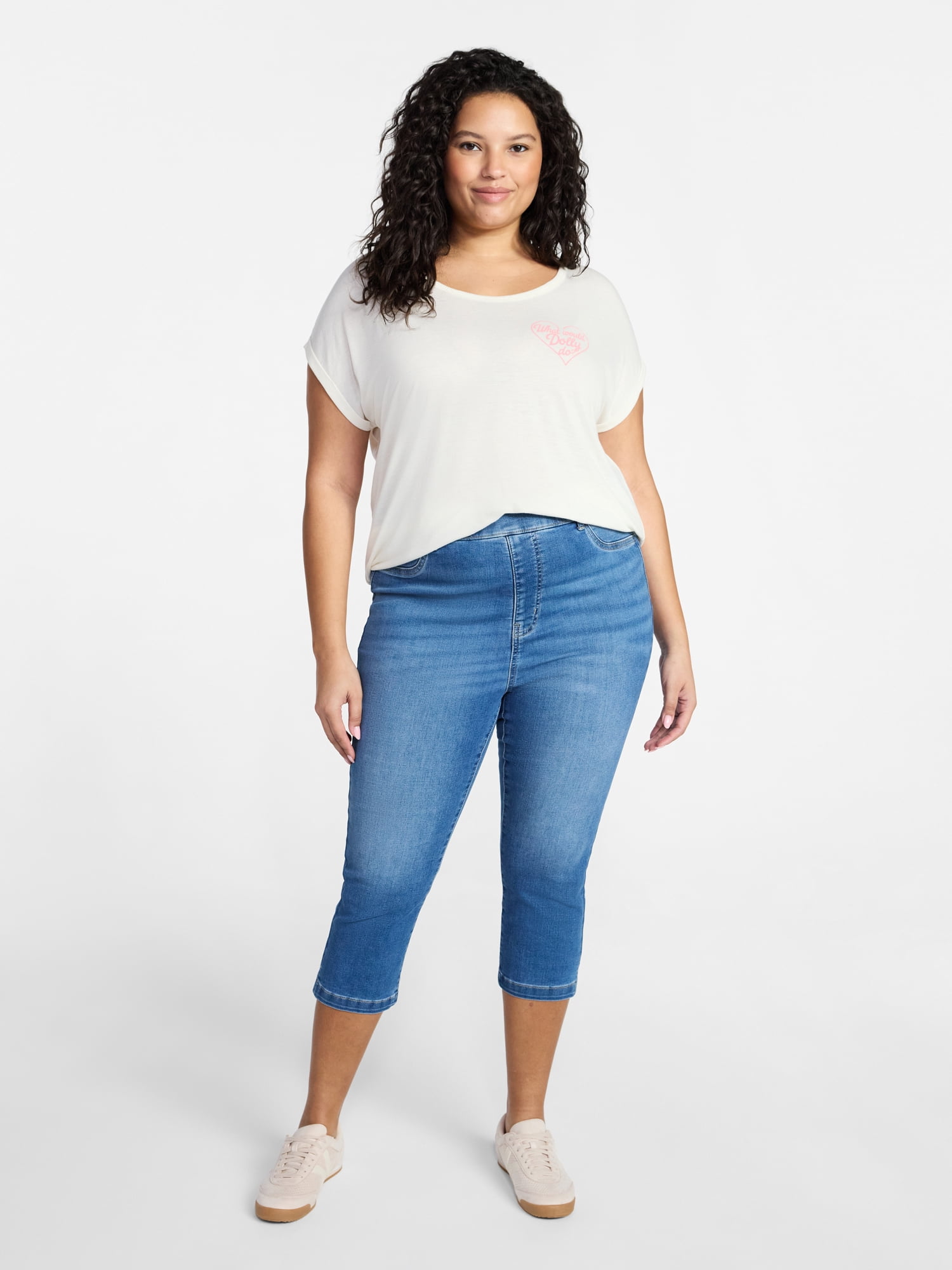 Terra & Sky Women's Plus Size Dolly Parton Graphic Tee with Short Sleeves, Sizes 0X-5X