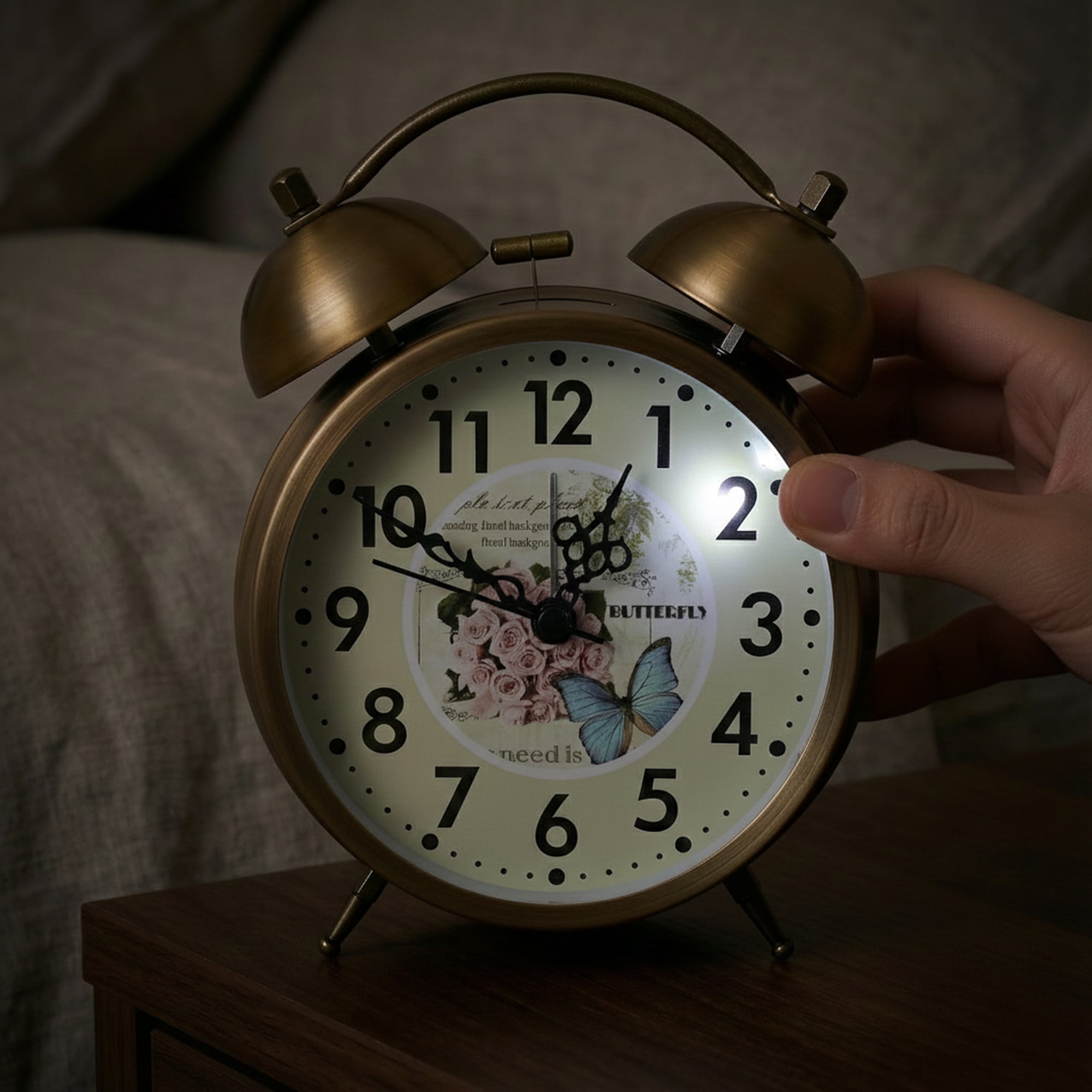 Unique Bargains Vintage Mechanical Alarm Clock Bird Pattern 4.6"L x 2.2"W x 6.1"H