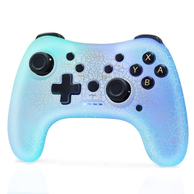 Manette Pro Switch, Manette Sans Fil Compatible avec Nintendo Switch/Lite/OLED/PC, Manette Pro Bluetooth Switch avec Lumière LED Réglable/turbo/vibration, Fonction de Réveil