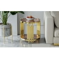 thumbnail image 4 of Coffee Tables 19.69inch Modern Luxury Gold End Table for Living Room, Stainless Steel Leg Round 8mm Brown Tempered Glass Sofa Side Table,Wooden Coffee Tables, 4 of 11