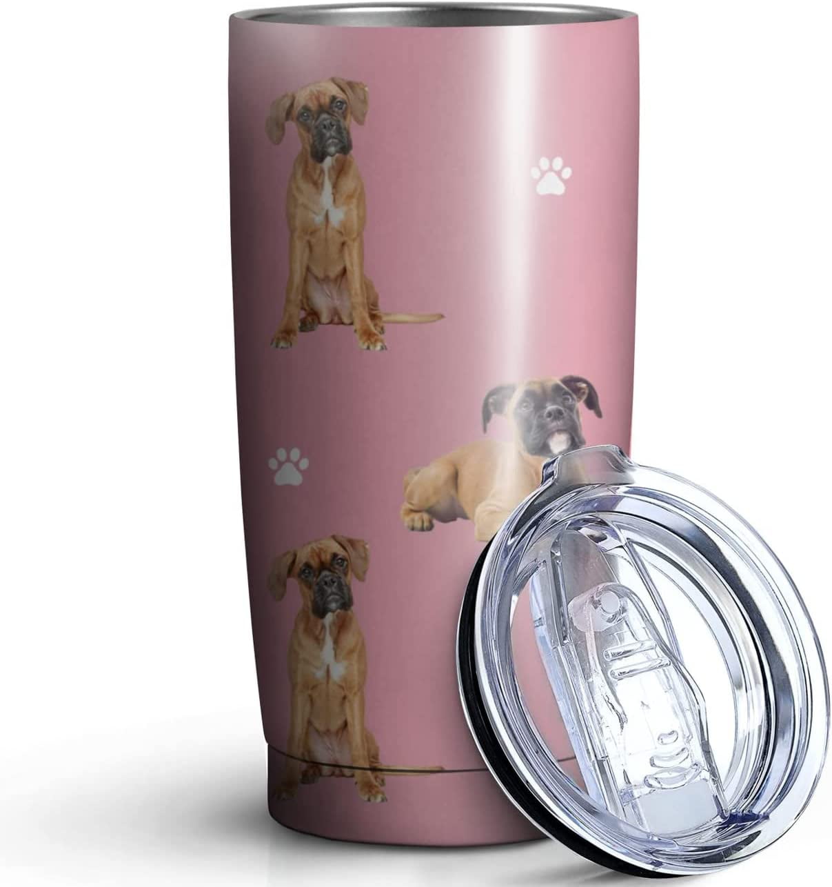 Boxer Design Tumbler Stainless Steel Insulated Travel Coffee Cups with Lid and Straw,Ideal Memorial Gift for Dog Dad/Mom,20oz