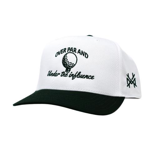 Over Par and Under the Influence Golf Hat, Funny Embroidered Trucker Snapback Cap, Adjustable Vintage Mesh Baseball Hat for Men and Women, Casual Streetwear Gift