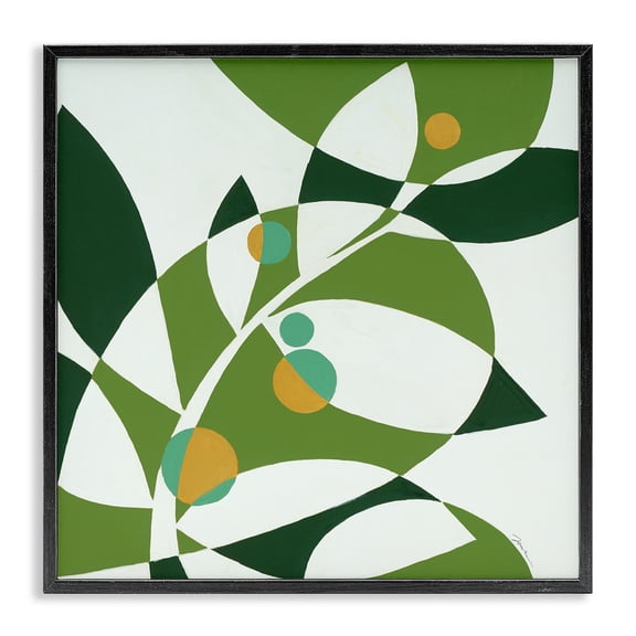 Stupell Industries Mid-Century Botanical Abstract Leaf Black Framed Giclee Art, 12 x 12, by Liz Jardine