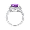 thumbnail image 5 of 5.30 Carat (Ctw) Amethyst & White Topaz Double Halo Ring in Sterling Silver for Women, 5 of 6