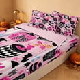 thumbnail image 3 of Homewish Halloween Pink Pumpkin Zipper Full Size Comforter Sets with Fitted Sheet and 2 Pillowcases for Girls, Bow Ghost Bat Skull Zipper Bedding Set, Pink Black, Pink Reversible, 3 of 7